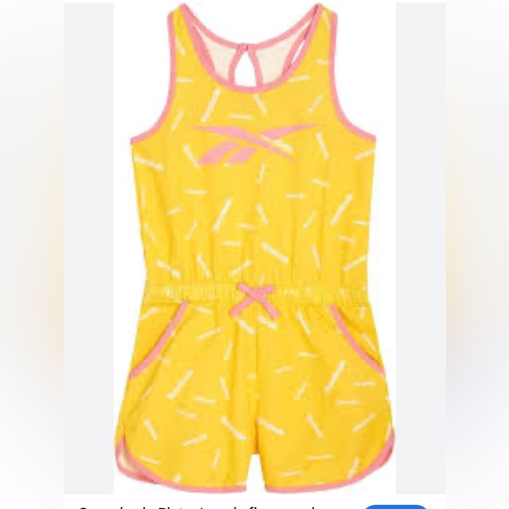 New Girls Reebok One piece Sleeveless Yellow Romper